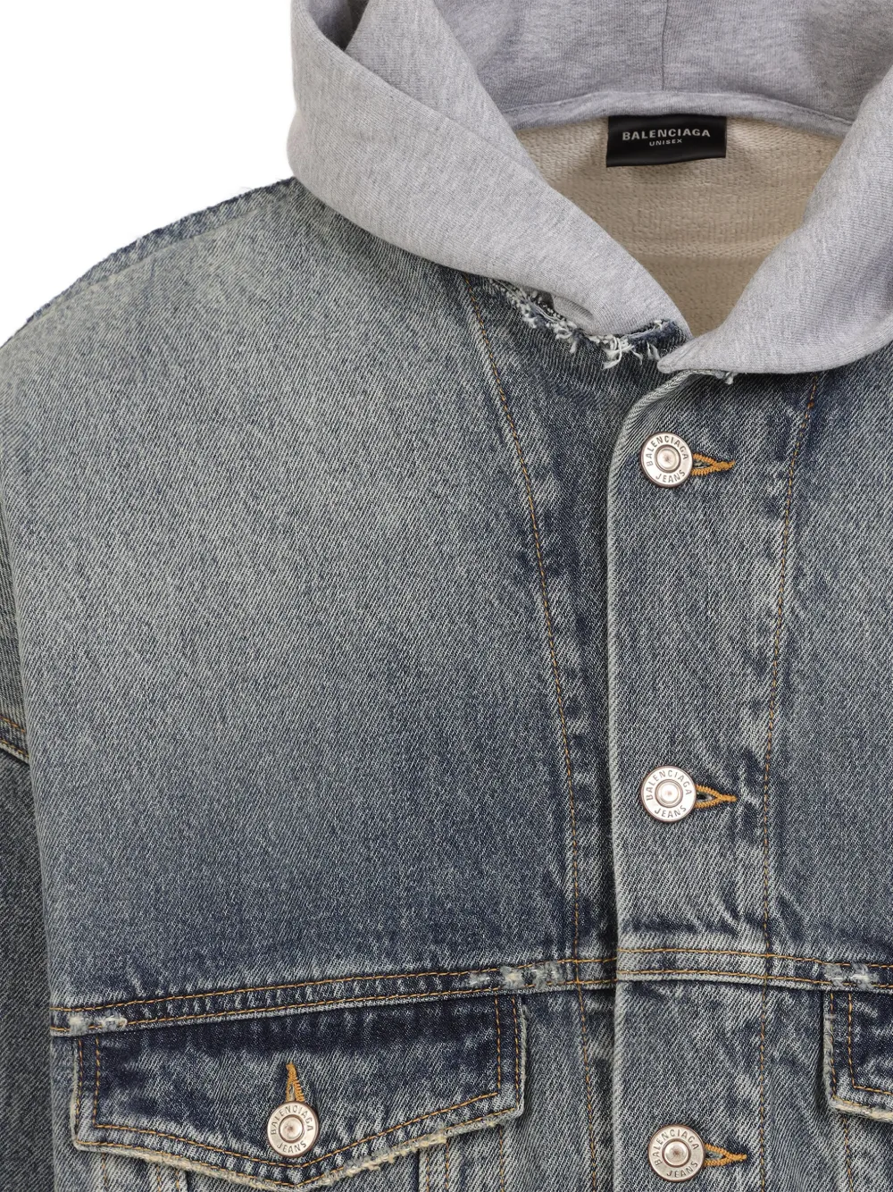 Balenciaga Denim jack met capuchon Blauw