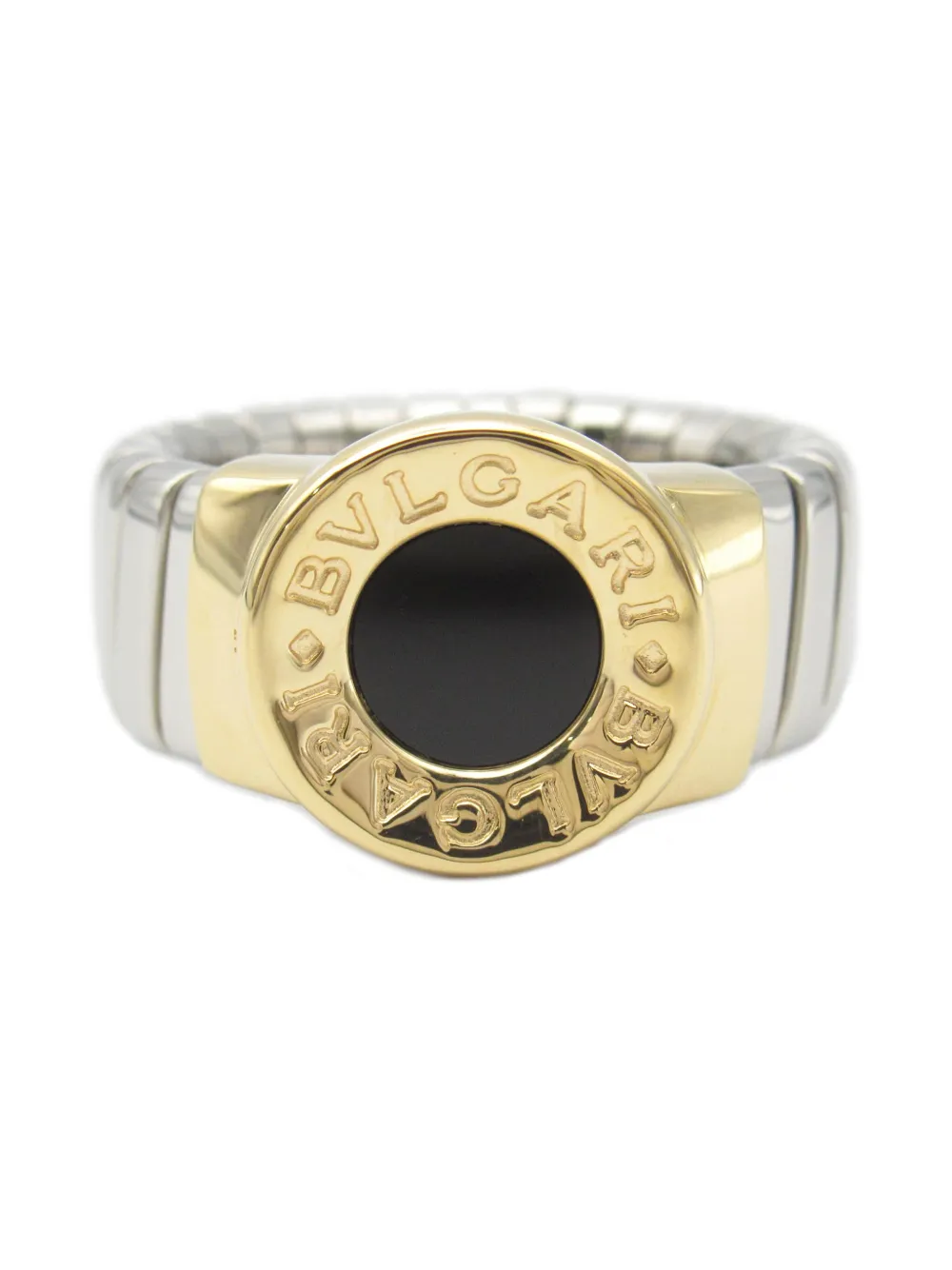 2010s 18K yellow gold Tubogas onyx ring