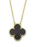 Van Cleef & Arpels 10's 18kt yellow gold Alhambra onyx necklace