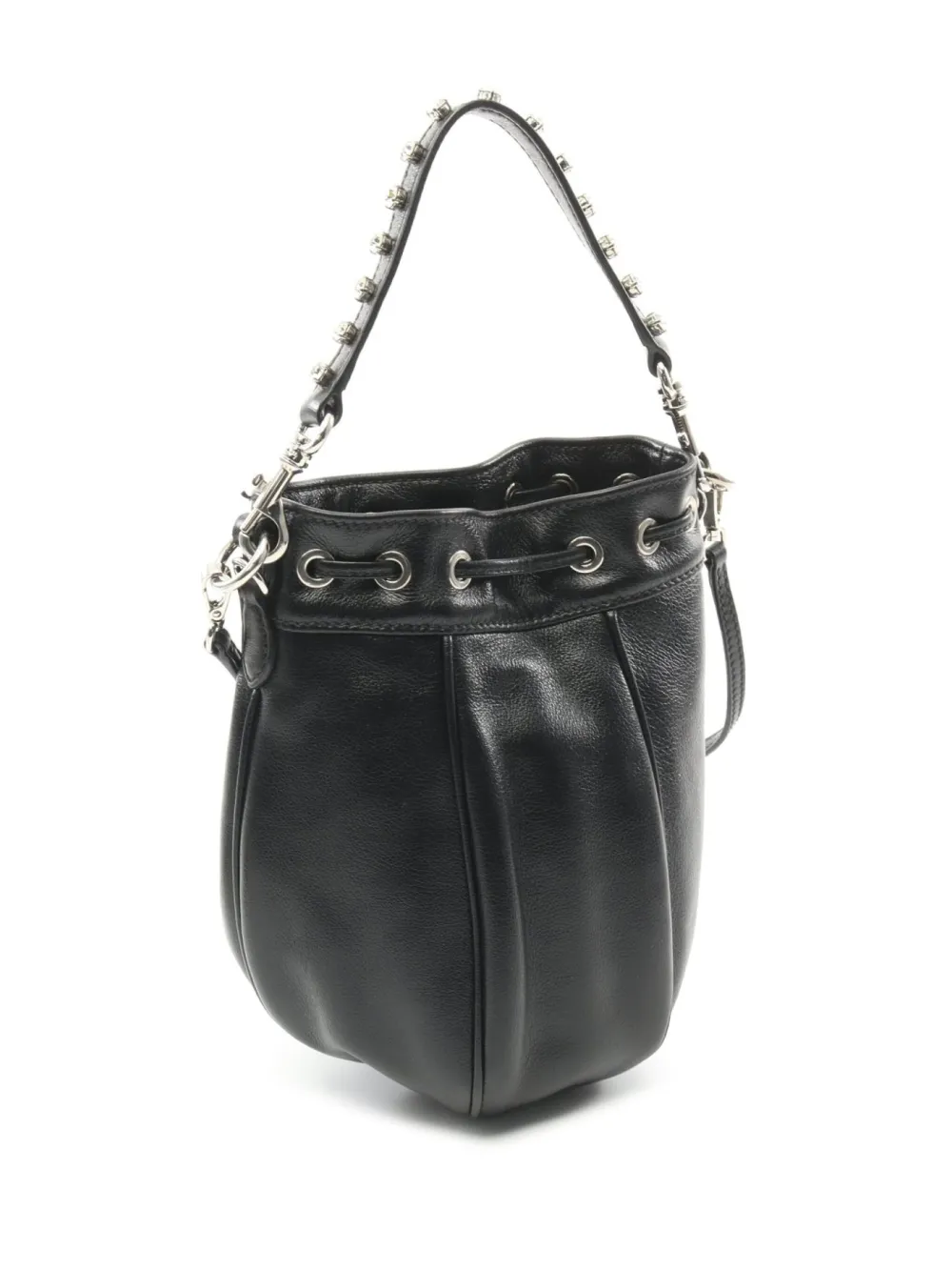 Miu Miu Pre-Owned 2010s crystal-embellished bucket bag - Zwart