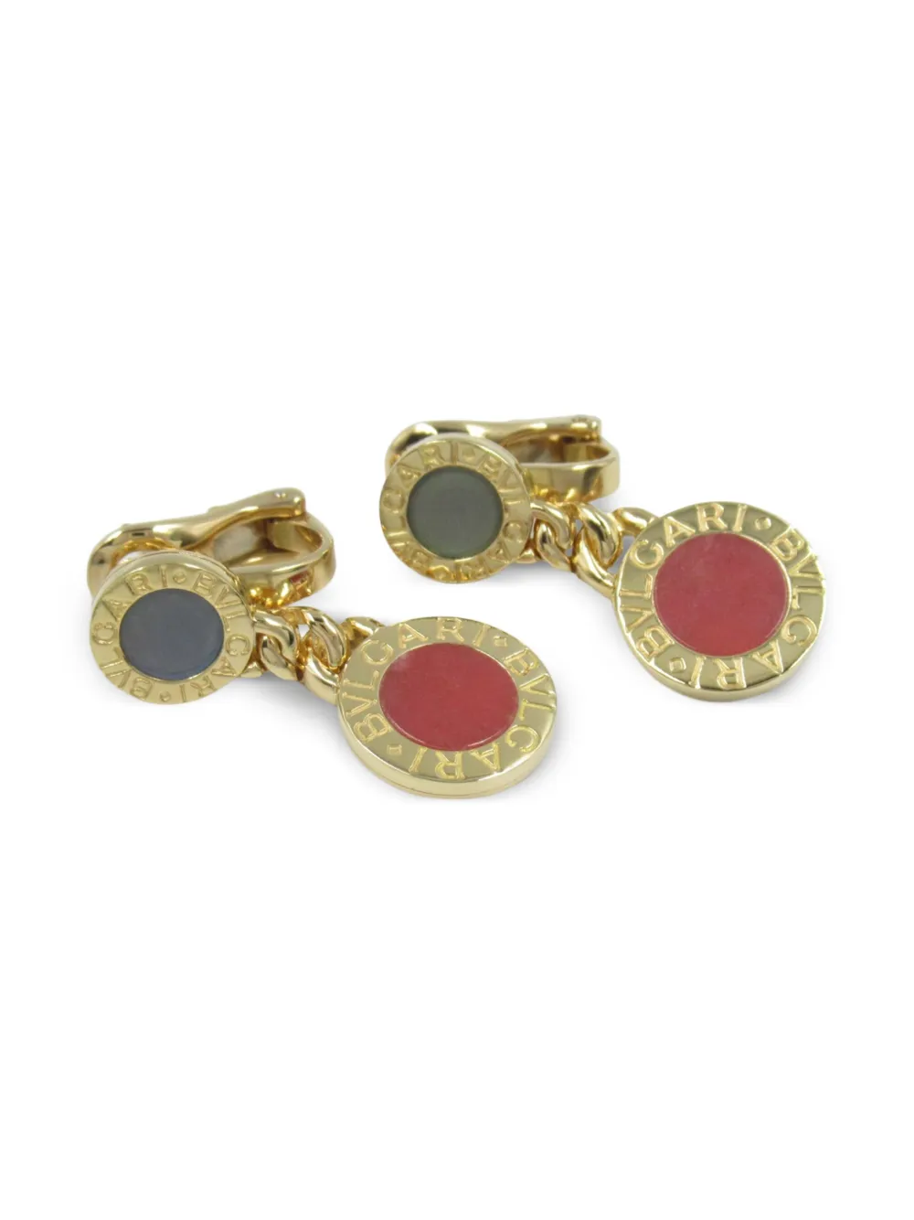 2010s 18kt yellow gold rhodochrosite and chalcedony earrings