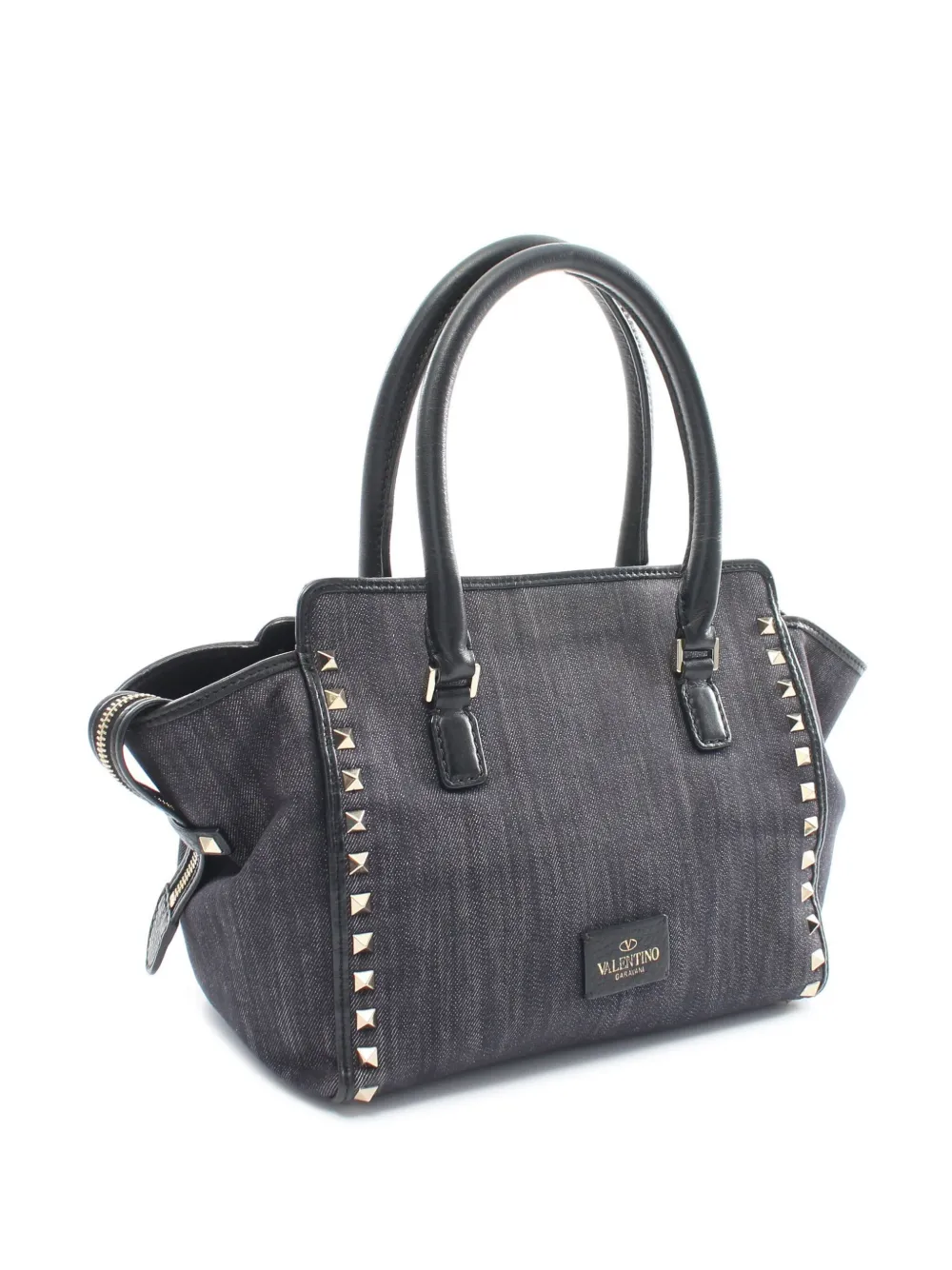 Valentino Garavani Pre-Owned 2010s Rockstud denim two-way handbag - Zwart