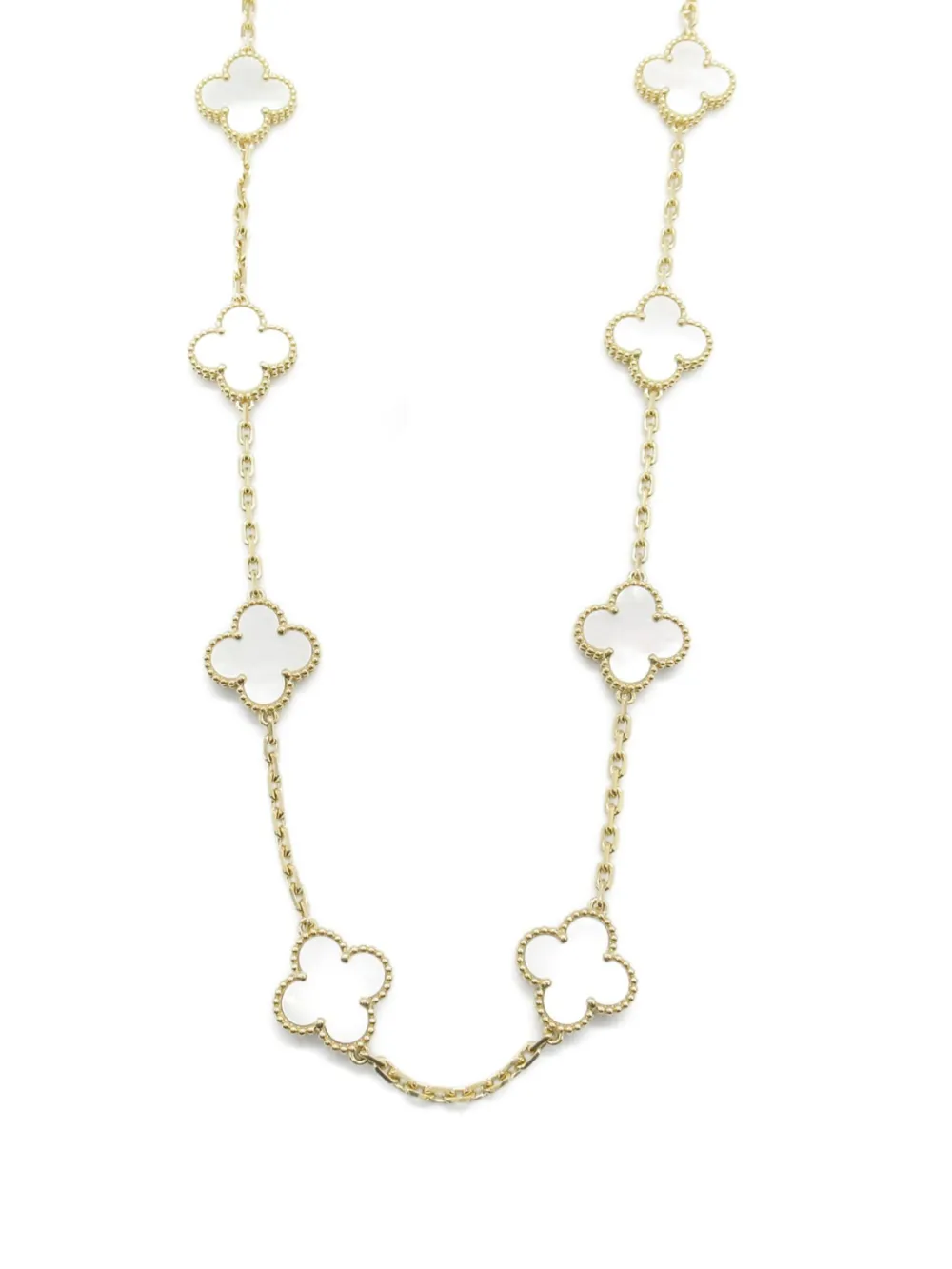Van Cleef & Arpels 2010s アルハンブラ マザーオブパール ネックレス 18Kイエローゴールド - ホワイト Van Cleef & Arpels 2010s アルハンブラ マザーオブパール ネックレス 18Kイエローゴールド - ホワイト