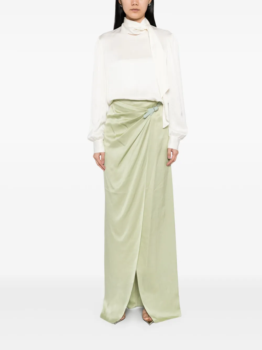 TOM FORD Satijnen blouse met strikdetail - Beige