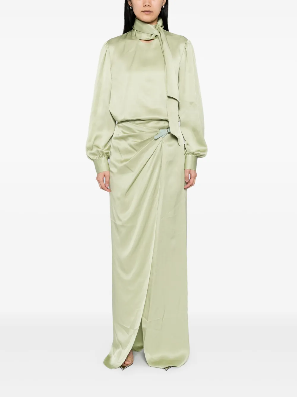 TOM FORD Satijnen blouse met strikdetail - Groen