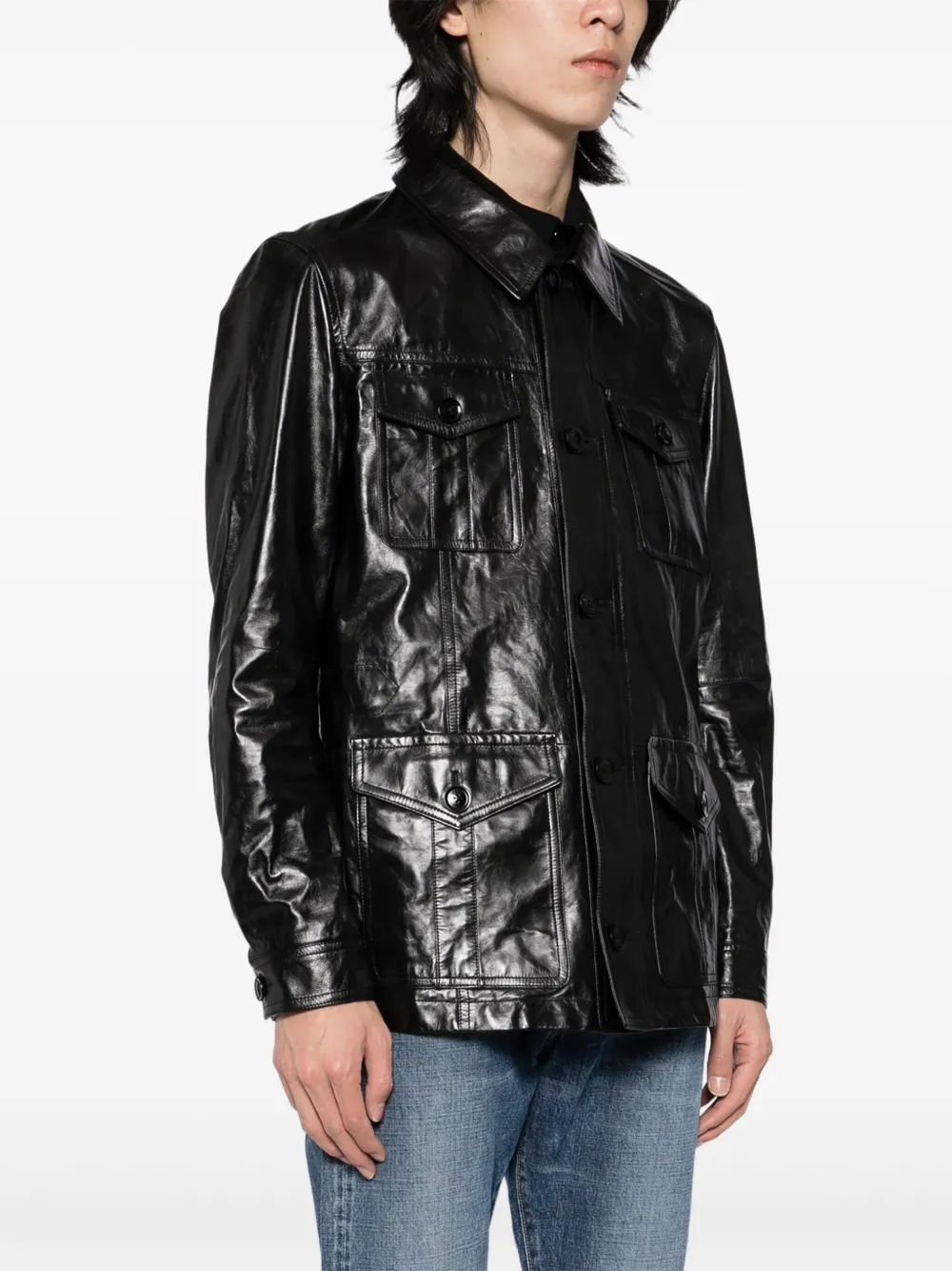 TOM FORD Leren safari jack Zwart