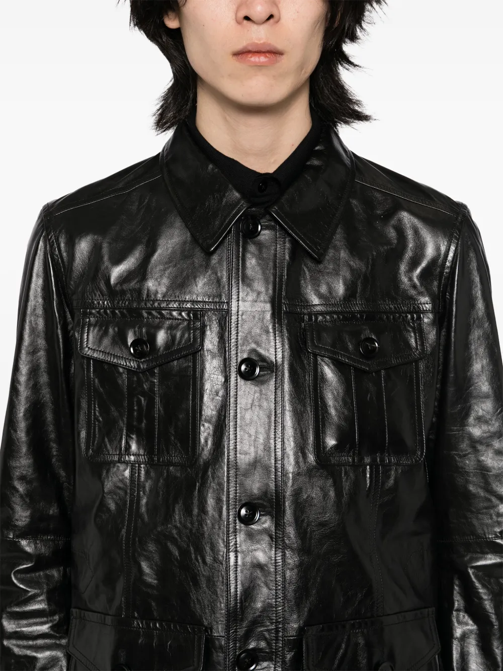 TOM FORD Leren safari jack Zwart
