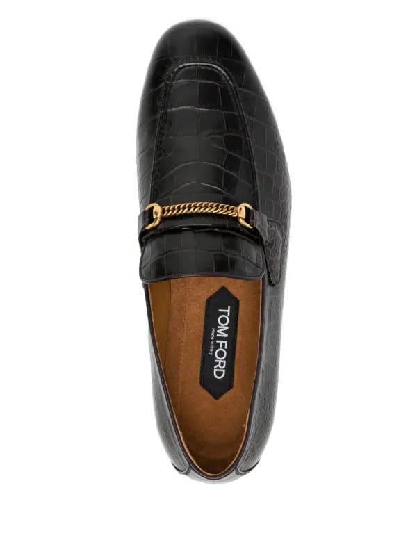 TOM FORD crocodile-embossed Leather Loafers | Brown | FARFETCH