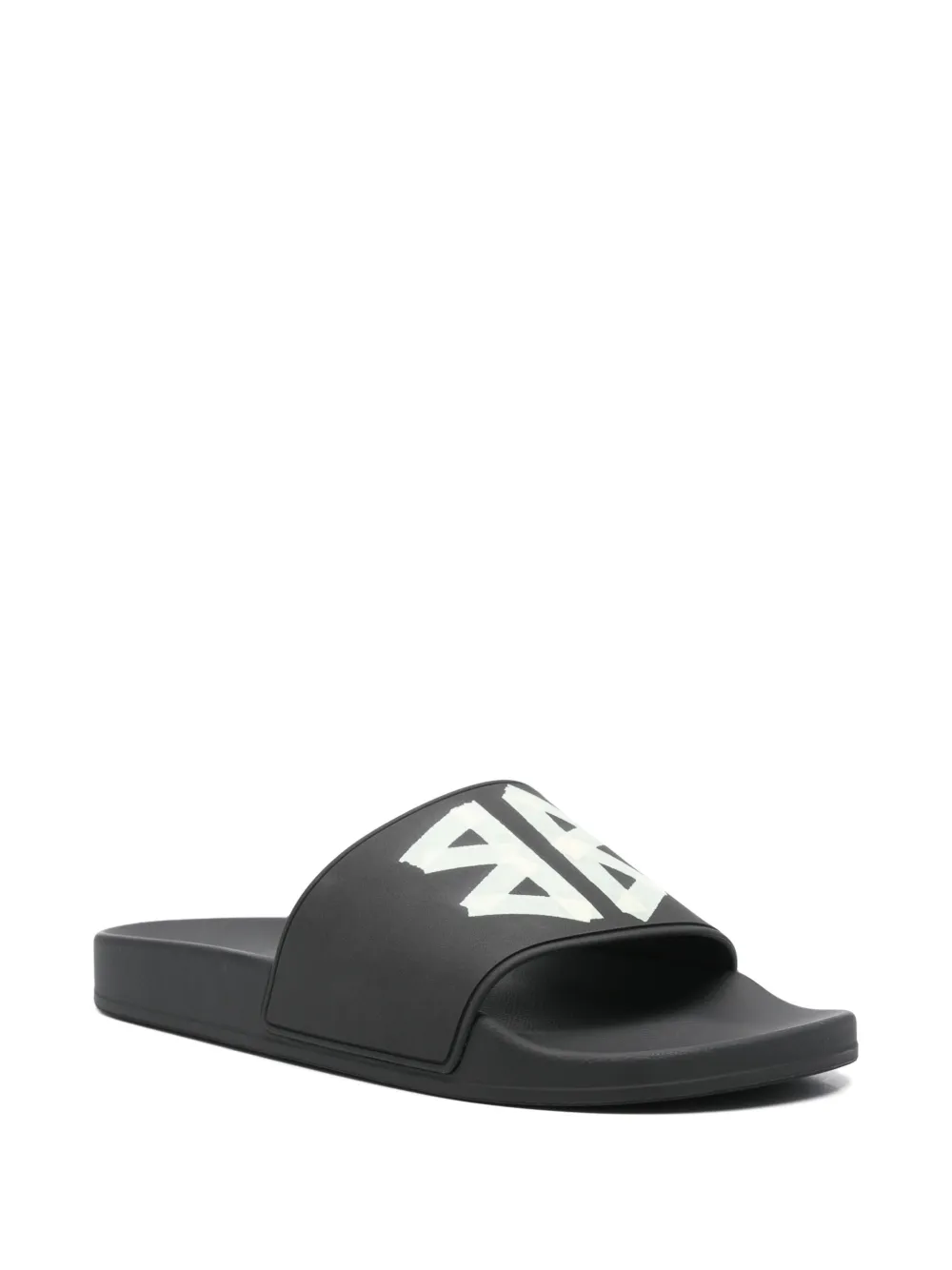 Balenciaga BB slippers met logoprint - Zwart