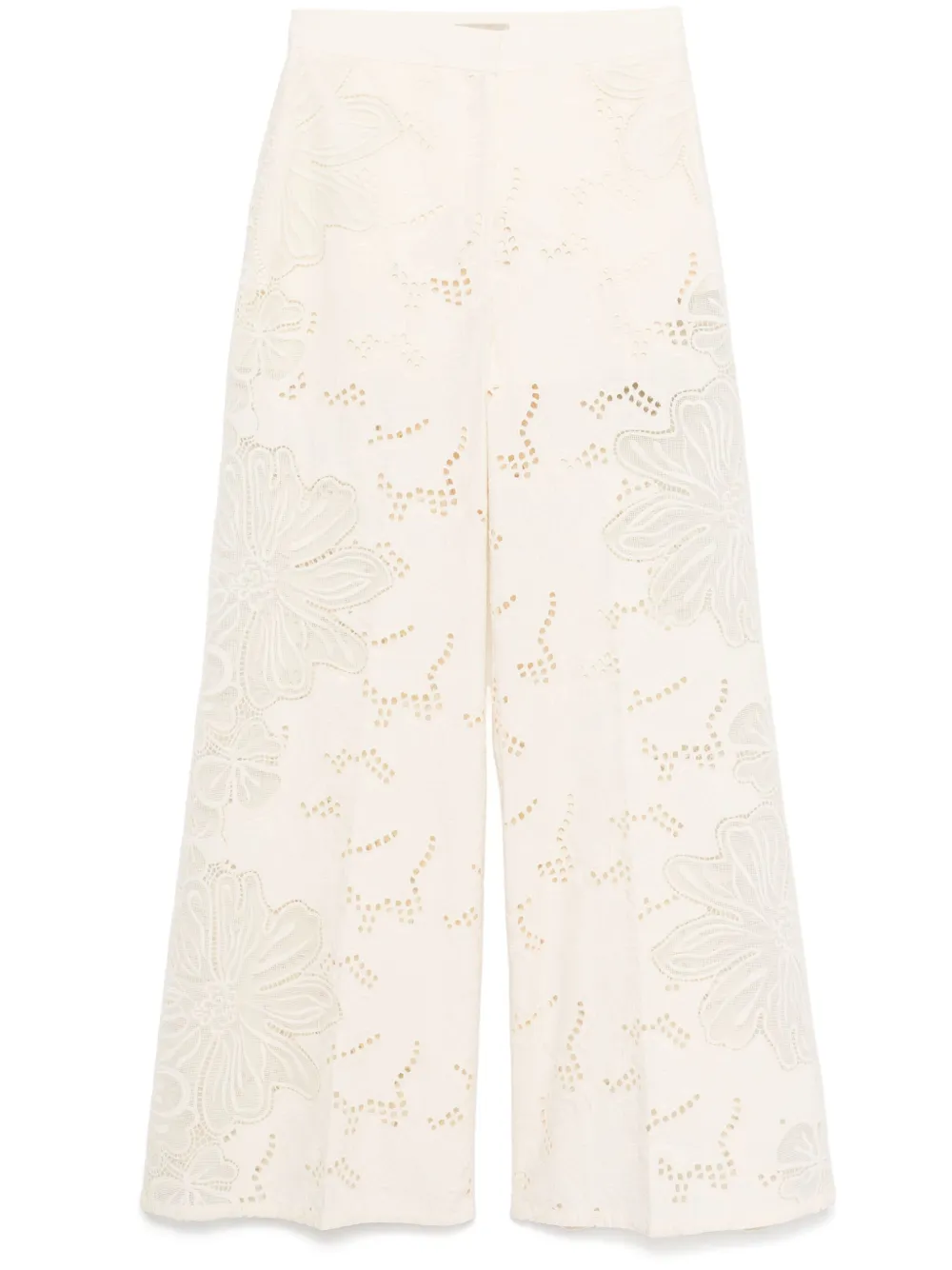 embroidered cotton palazzo pants