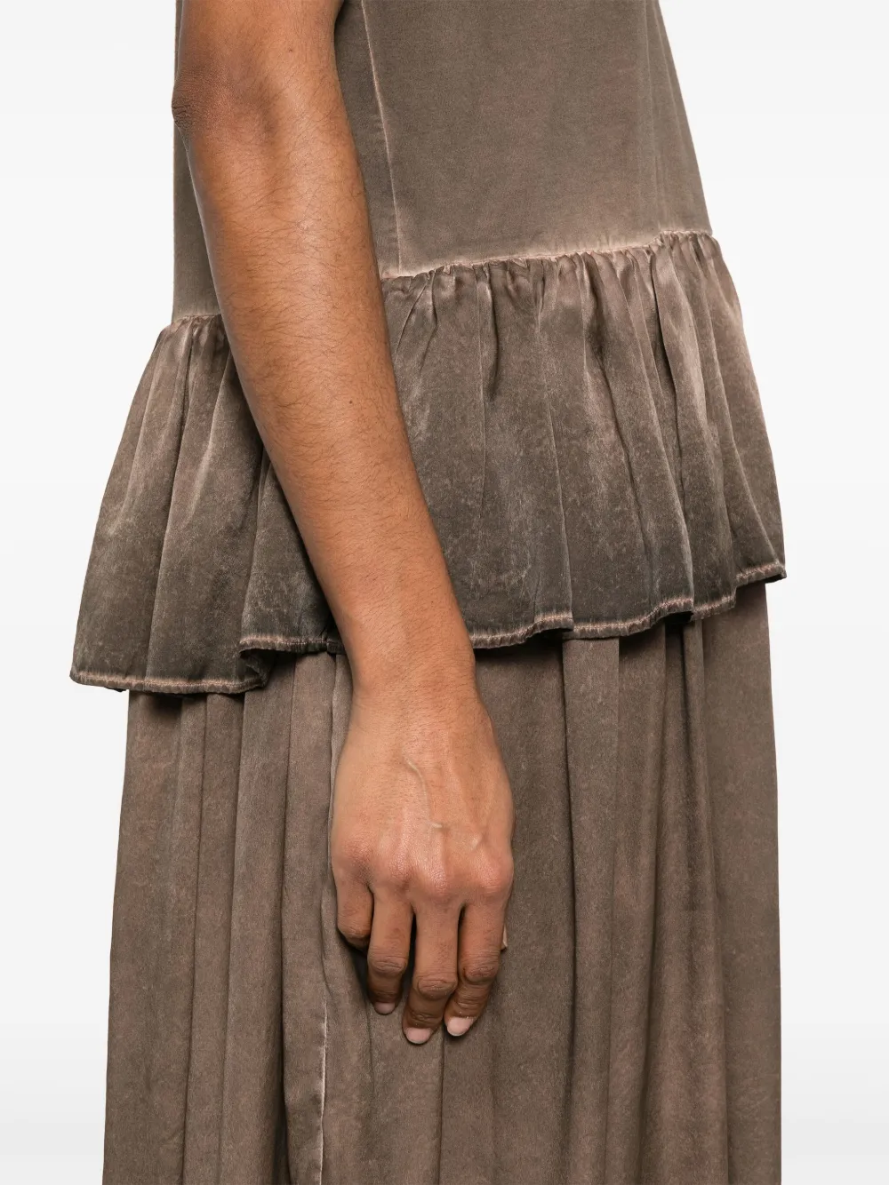 Uma Wang Midi-jurk met ruches Bruin