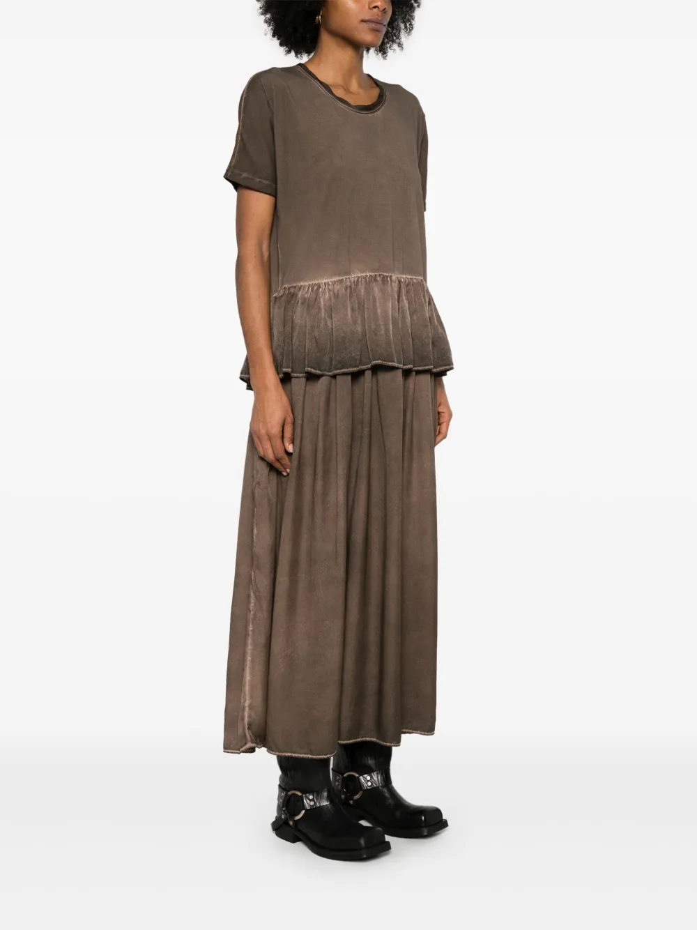 Uma Wang Midi-jurk met ruches Bruin