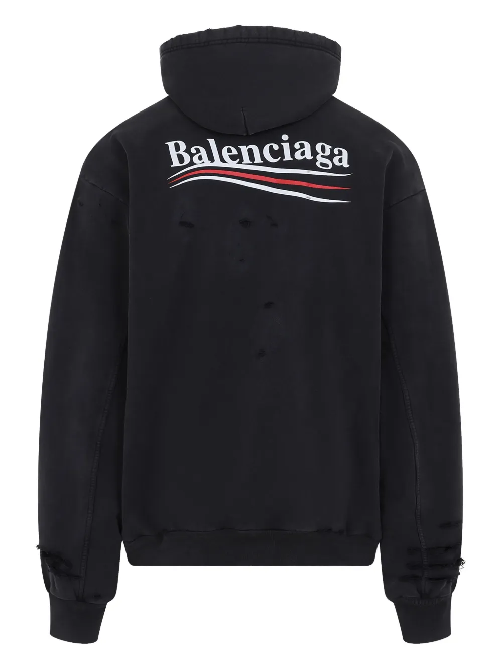 Balenciaga logo cotton hoodie - Zwart