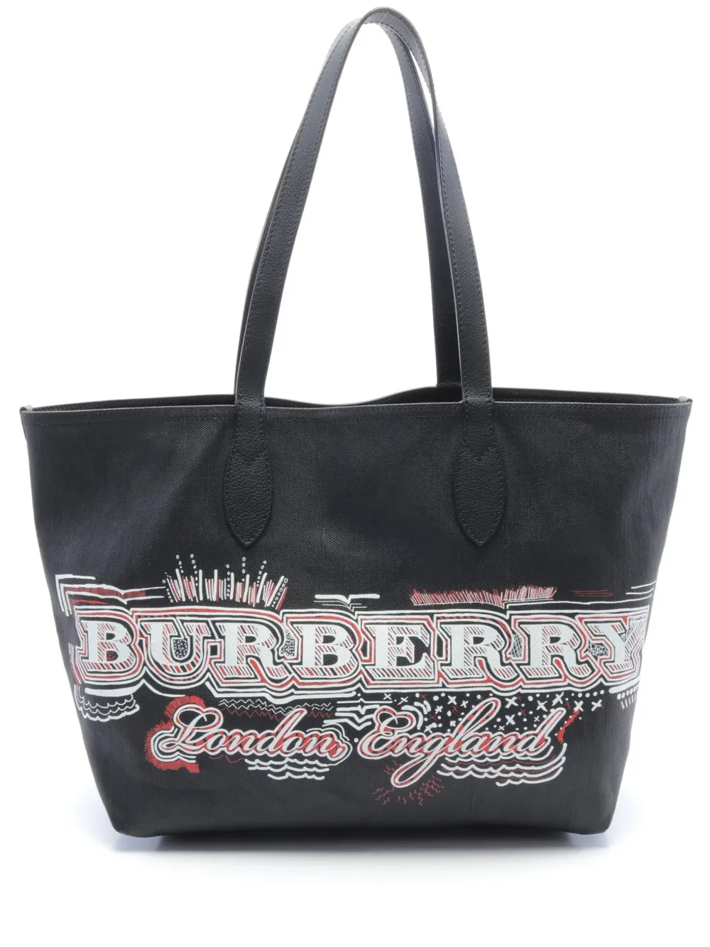 2010s large check doodle tote bag