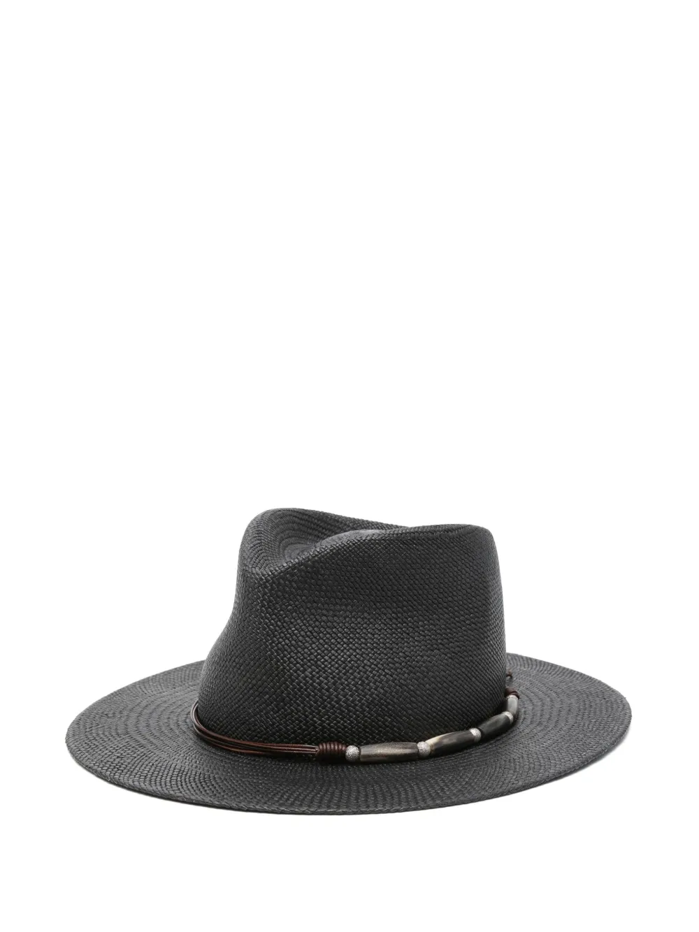 Brunello Cucinelli ビーズトリム フェドーラハット - ブラック Brunello Cucinelli ビーズトリム フェドーラハット - ブラック