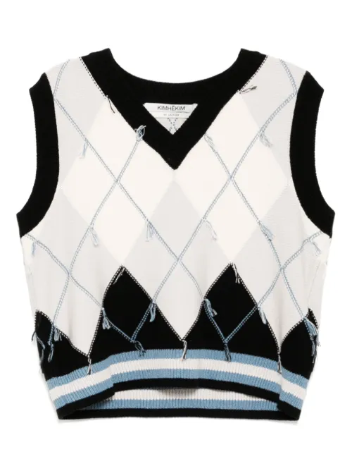 Pull Argyle à col v - Kimhekim - Modalova