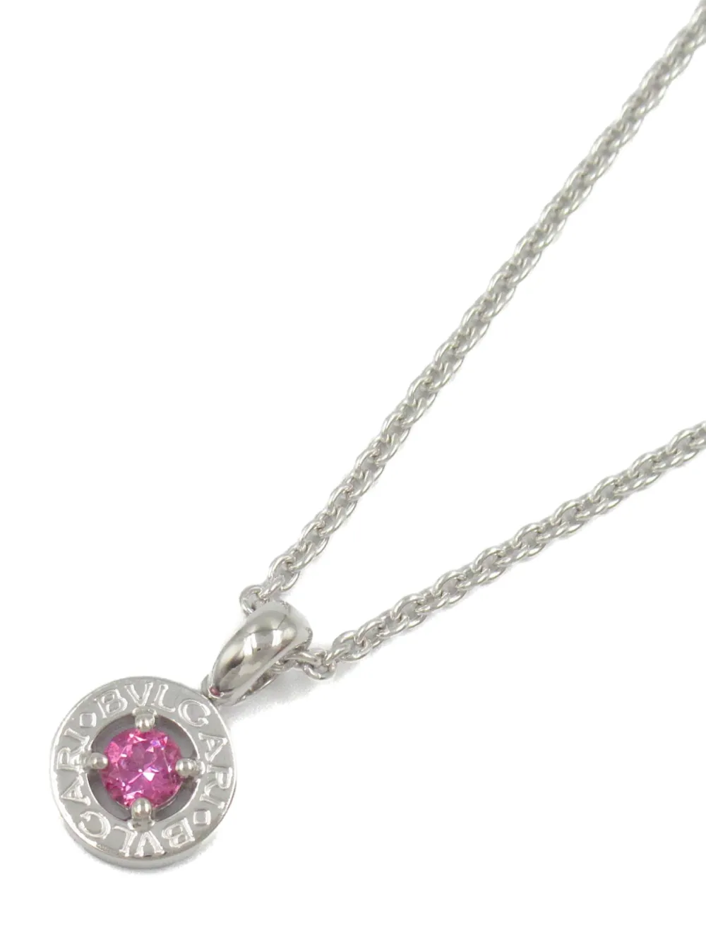 Bvlgari Pre-Owned 2010s 18K white gold 1P pink sapphire necklace - Zilver