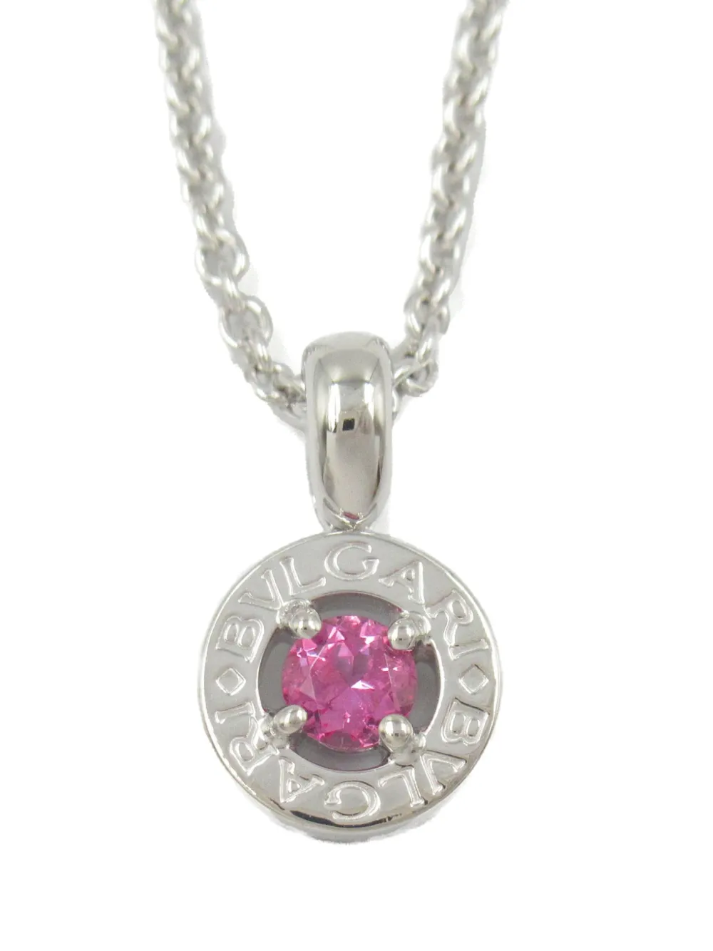 2010s 18K white gold 1P pink sapphire necklace