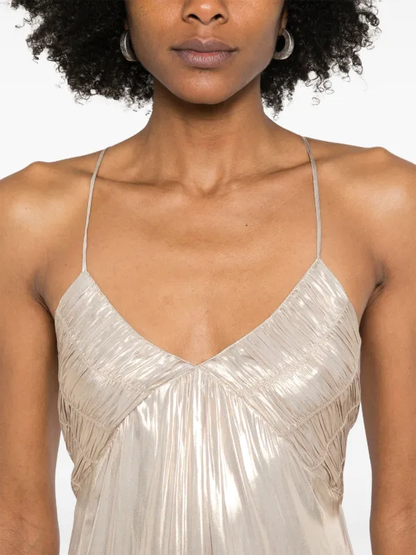 slim fit dress slacks MOVE YOUR BODY METALLIC MIDI DRESS IN GOLD – AKIRA main image 1