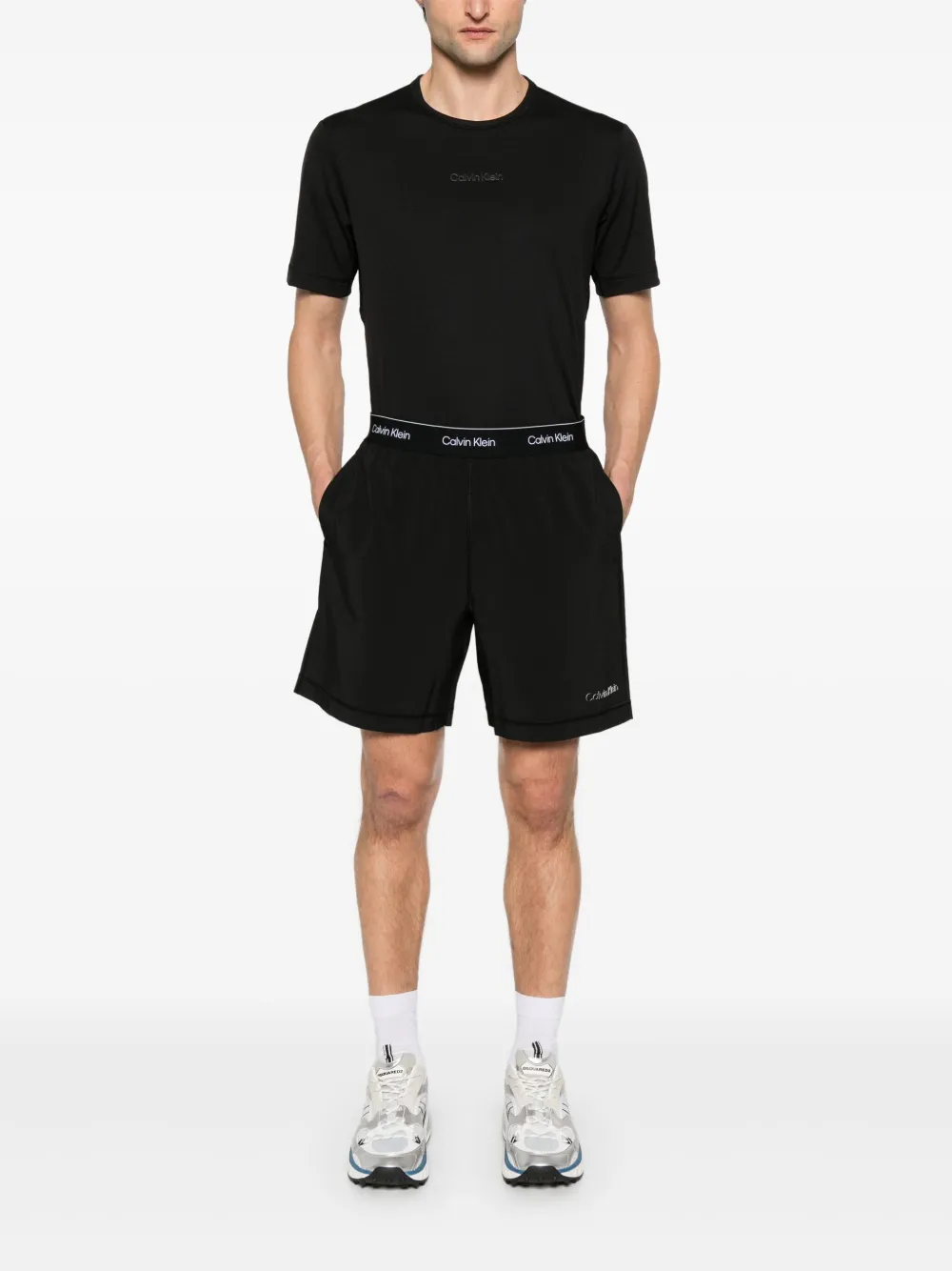 Calvin Klein Performance T-shirt met rubberen logo - Zwart