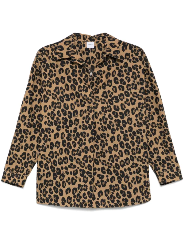 ASPESI Animal-print Shirt in Brown