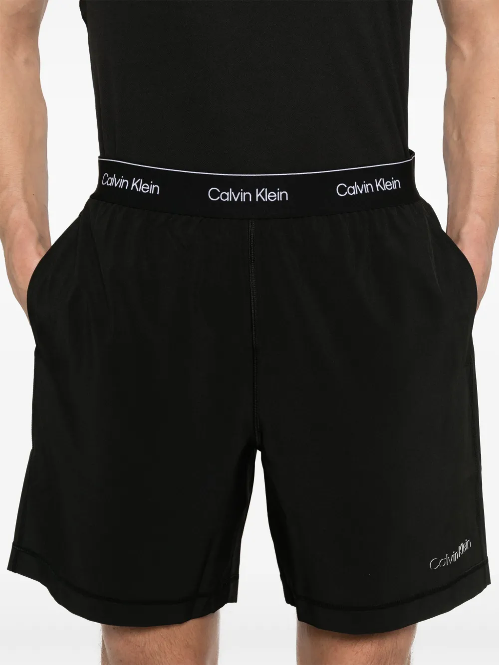 Calvin Klein Hardloopshorts met logoband Zwart