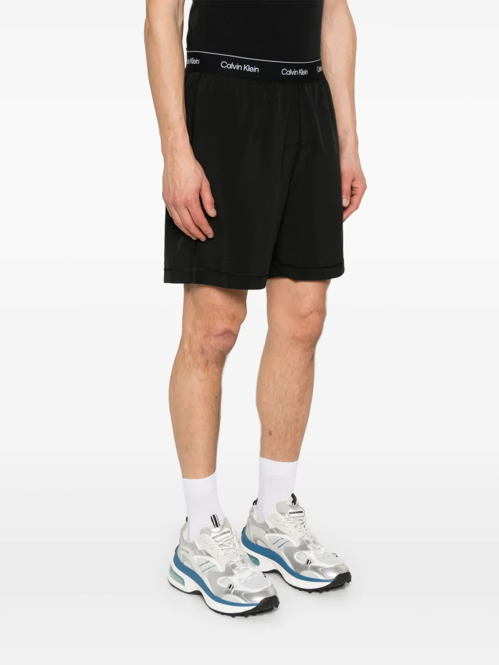 Calvin Klein Hardloopshorts met logoband Zwart