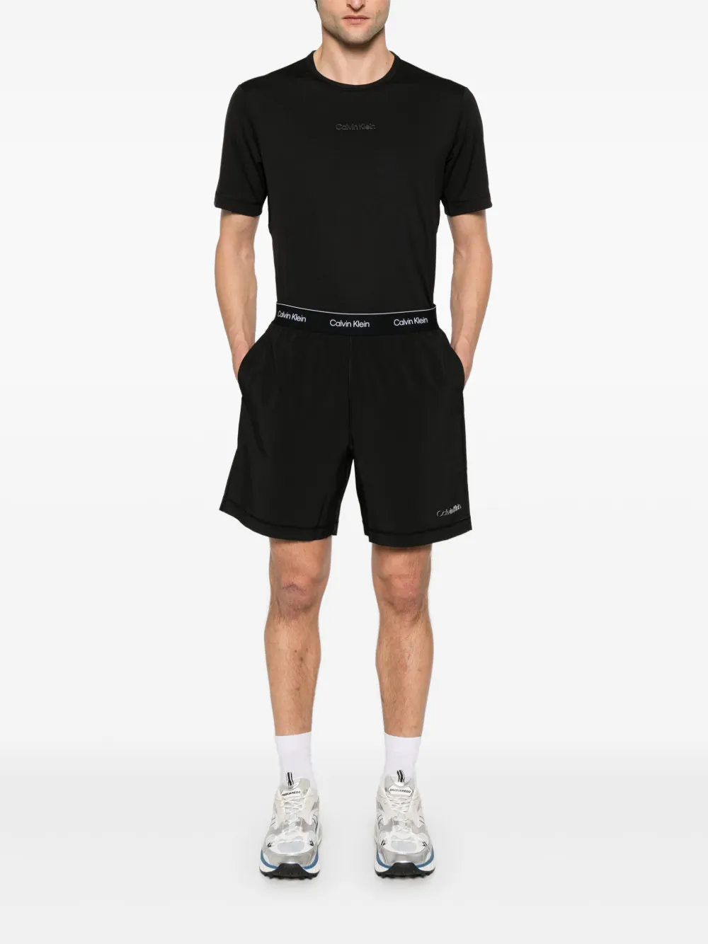 Calvin Klein Hardloopshorts met logoband - Zwart