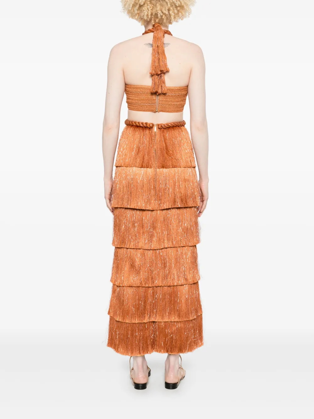 PatBO Maxi-jurk met franje Oranje