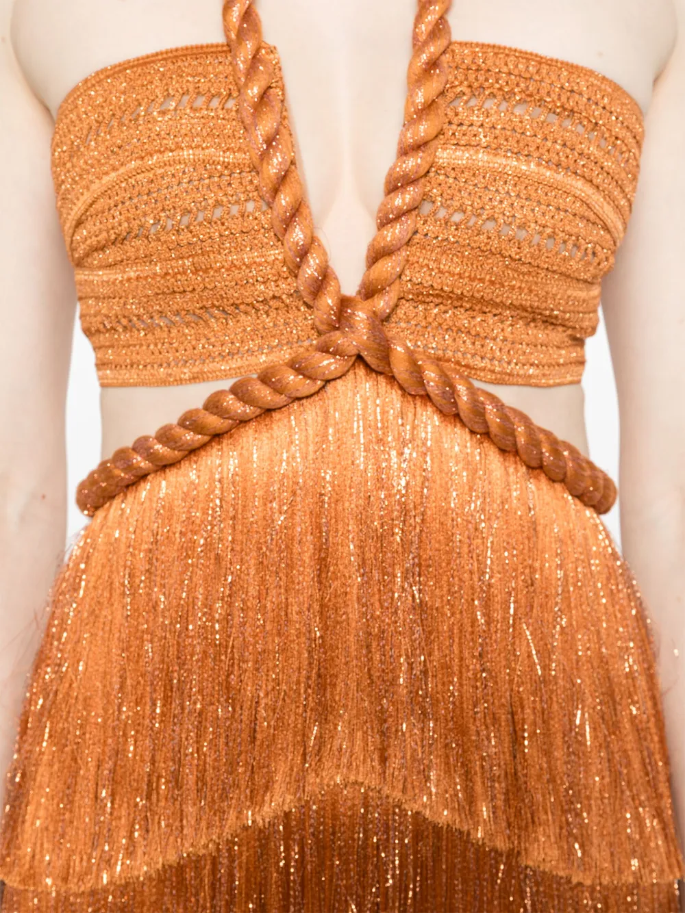 PatBO Maxi-jurk met franje Oranje