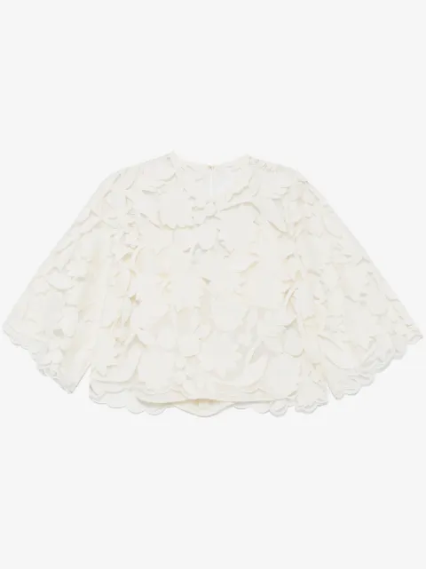 Elie Saab tulle-embroidered blouse 