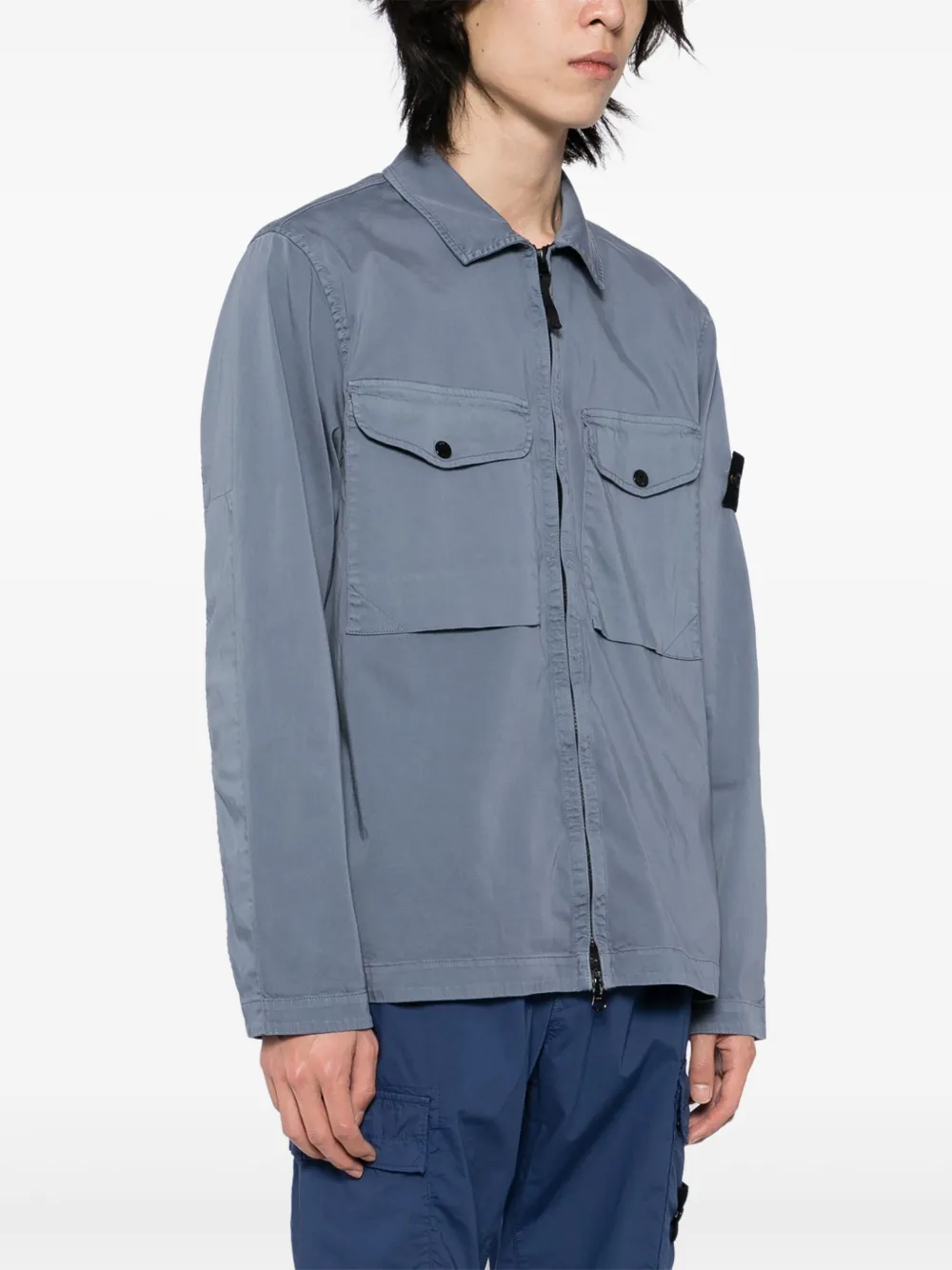 Stone Island Shirtjack met Compass-logopatch Blauw