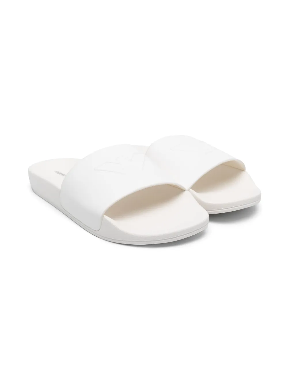 Emporio Ar i Kids logo-embossed slides White