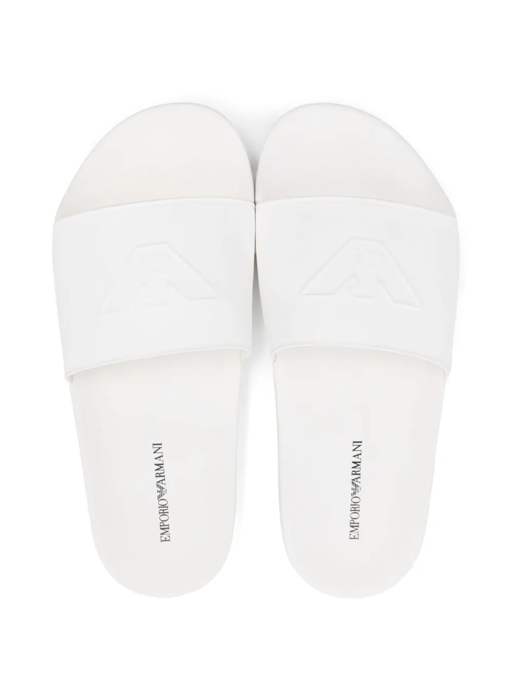 Emporio Armani Kids logo-embossed slides White