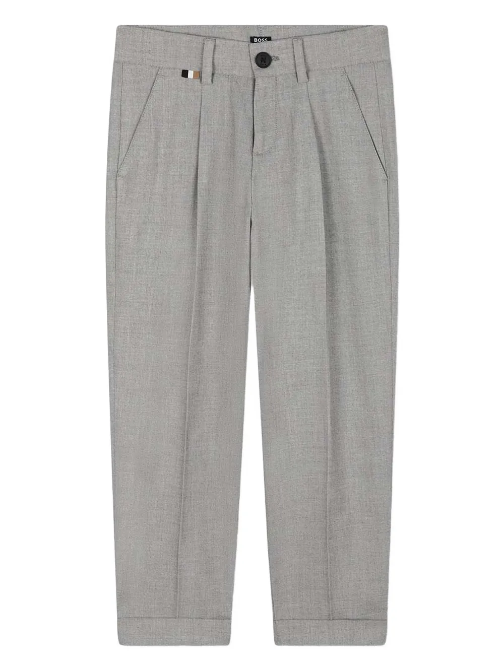 BOSS Kidswear pleated cuffed trousers - Grigio