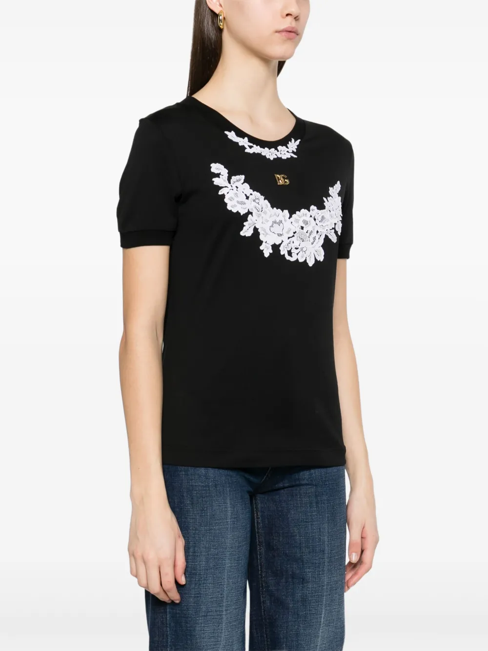 Dolce & Gabbana T-shirt met kant Zwart