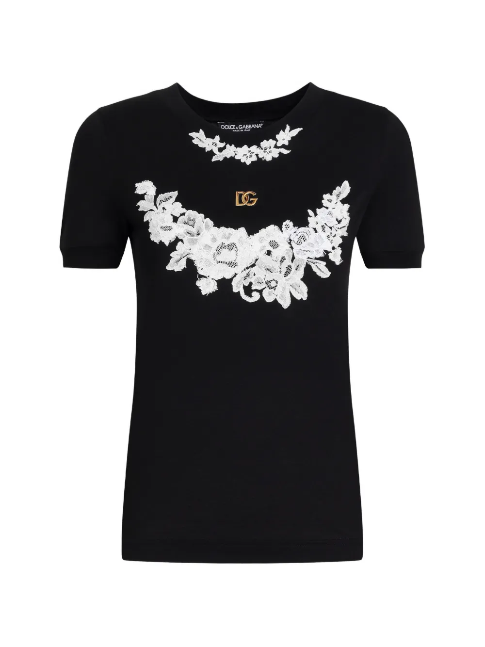 Dolce & Gabbana DNA T-shirt met kanten detail Zwart