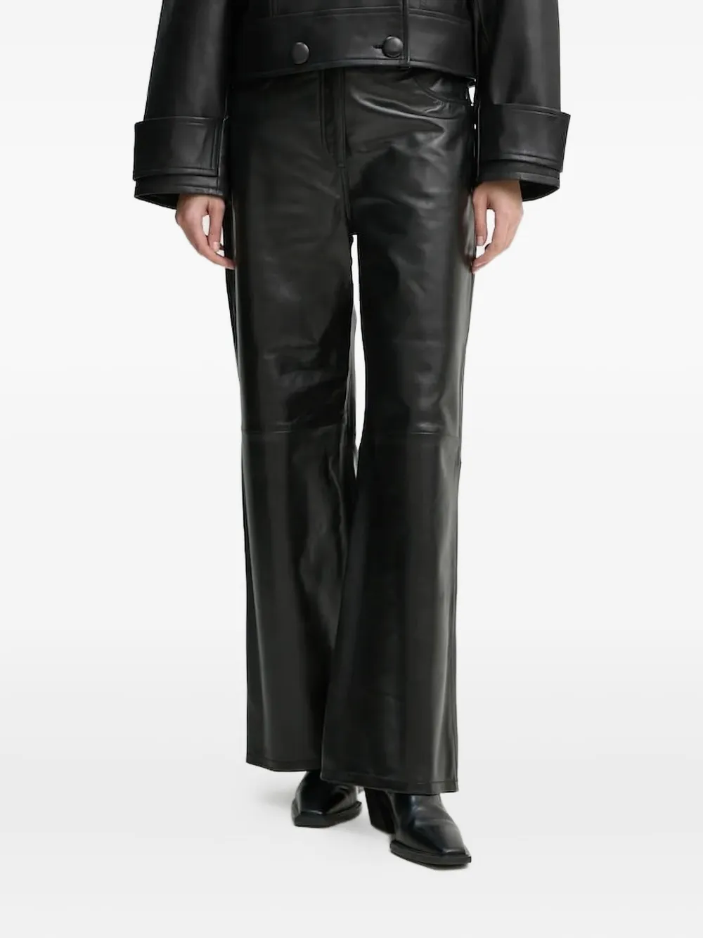 STAND STUDIO Leren broek Zwart