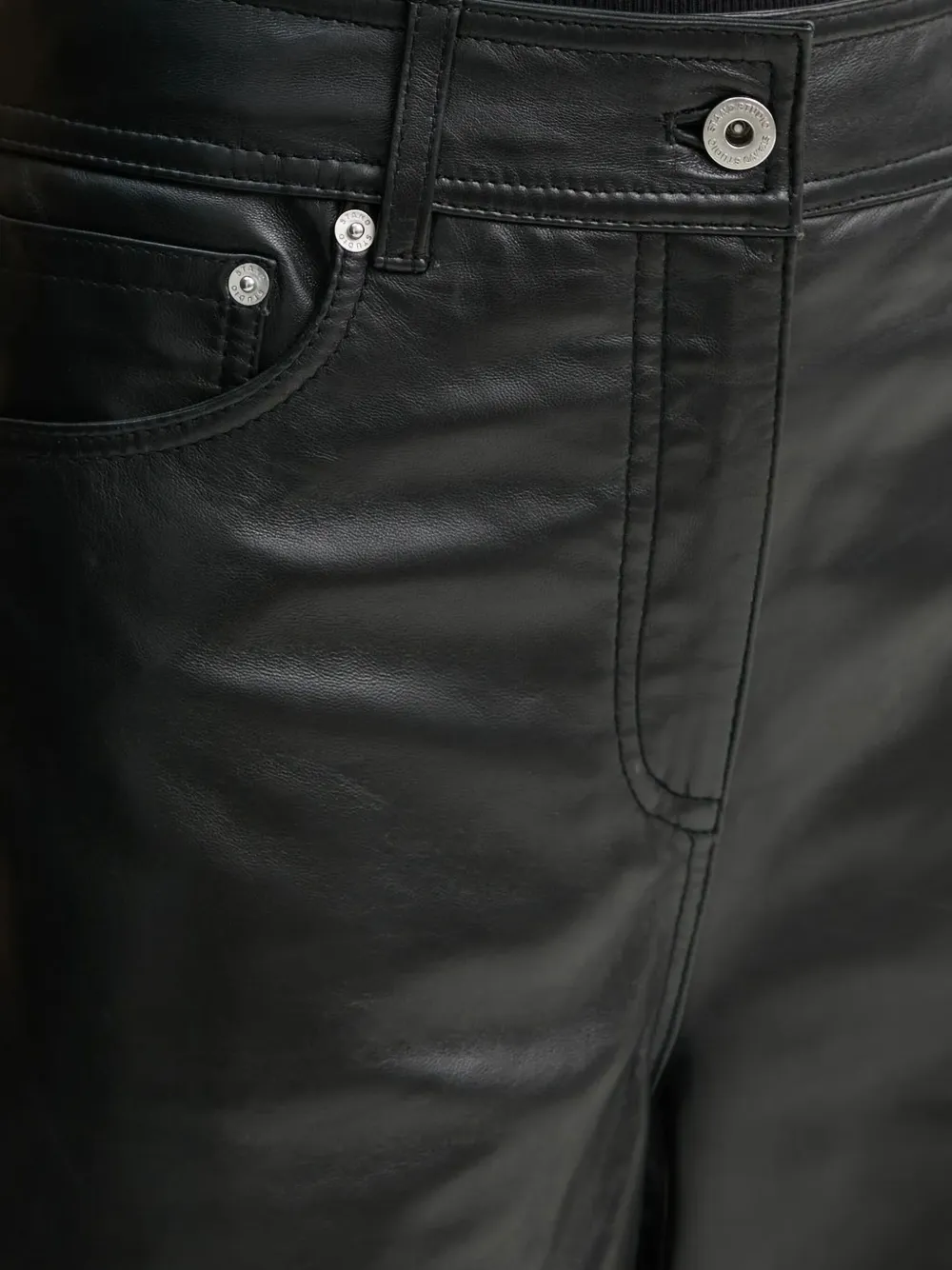 STAND STUDIO Leren broek Zwart