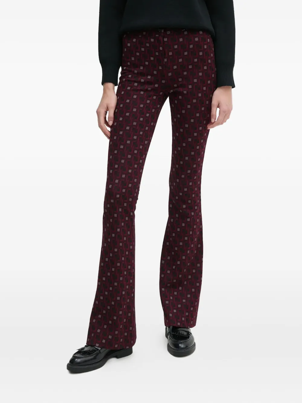 Diane Von Furstenberg Geometric Flared Trousers In Red