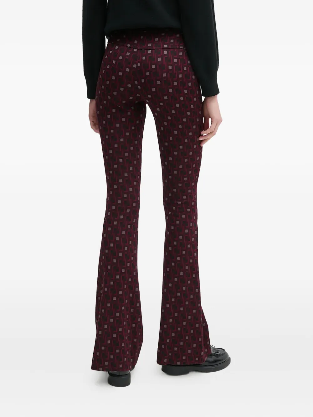 Diane Von Furstenberg Geometric Flared Trousers In Red