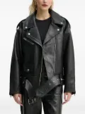 STAND STUDIO belted zip-front leather jacket - Black