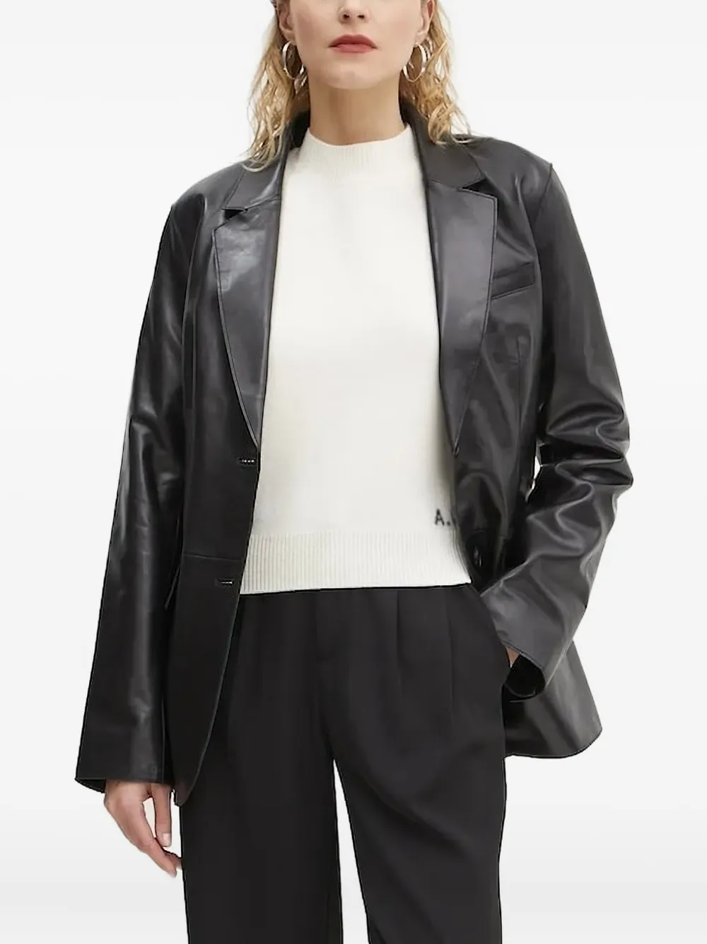 STAND STUDIO Leren blazer Zwart