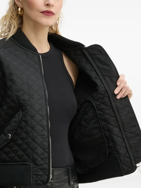 STAND STUDIO diamond-quilted Bomber Jacket | Black | FARFETCH JO