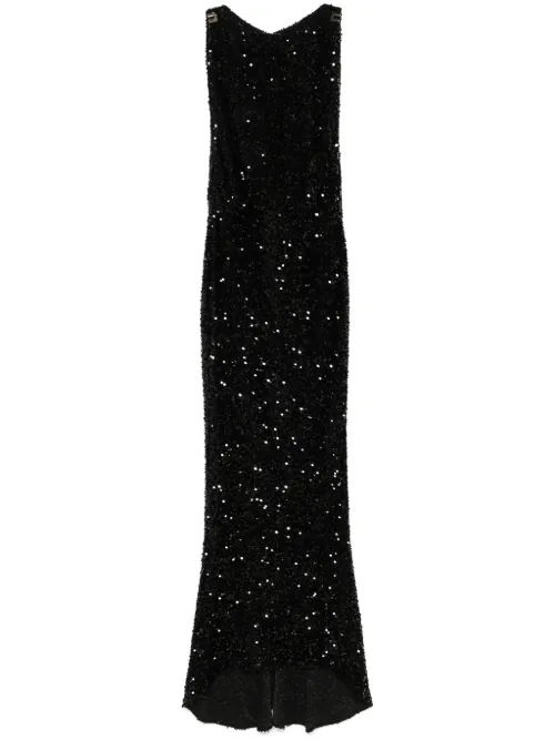 Robe longue à détails de sequins - Elisabetta Franchi - Modalova