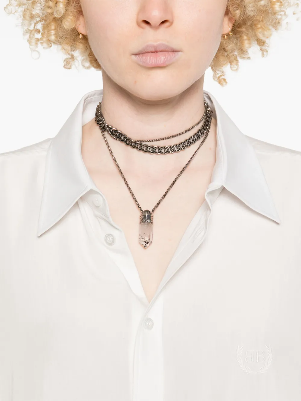 Balenciaga Blouse met BB-logo Wit