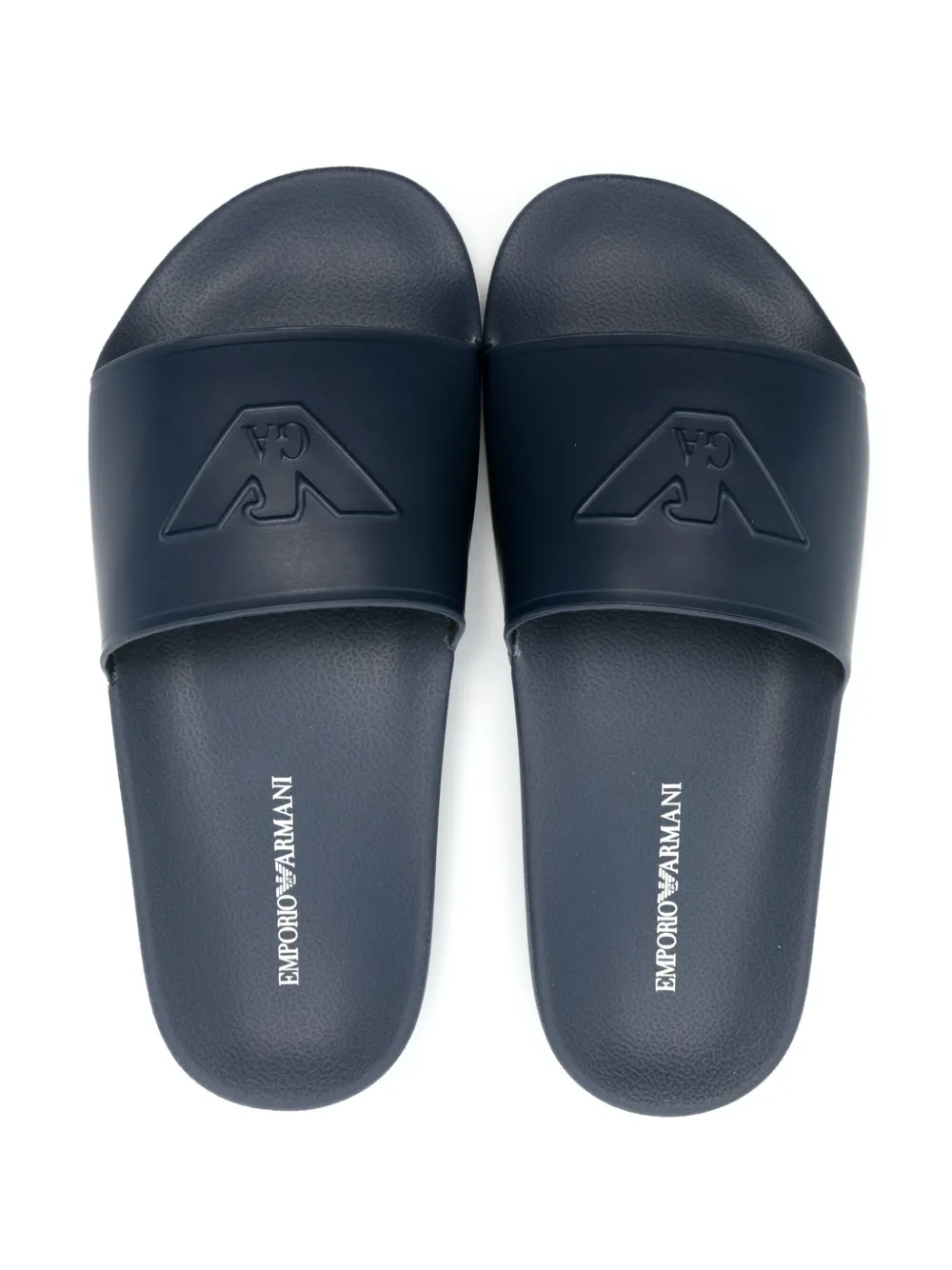 Emporio Armani Kids logo-embossed slides Blue