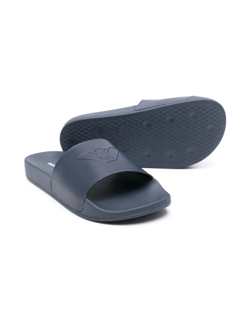 Emporio Armani Kids logo-embossed slides Blue