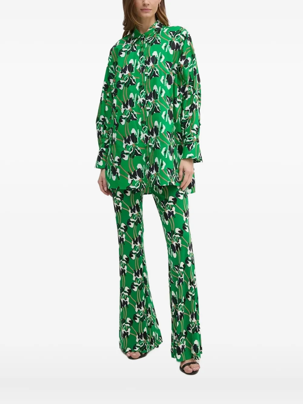 DVF Diane von Furstenberg floral-print shirt Groen