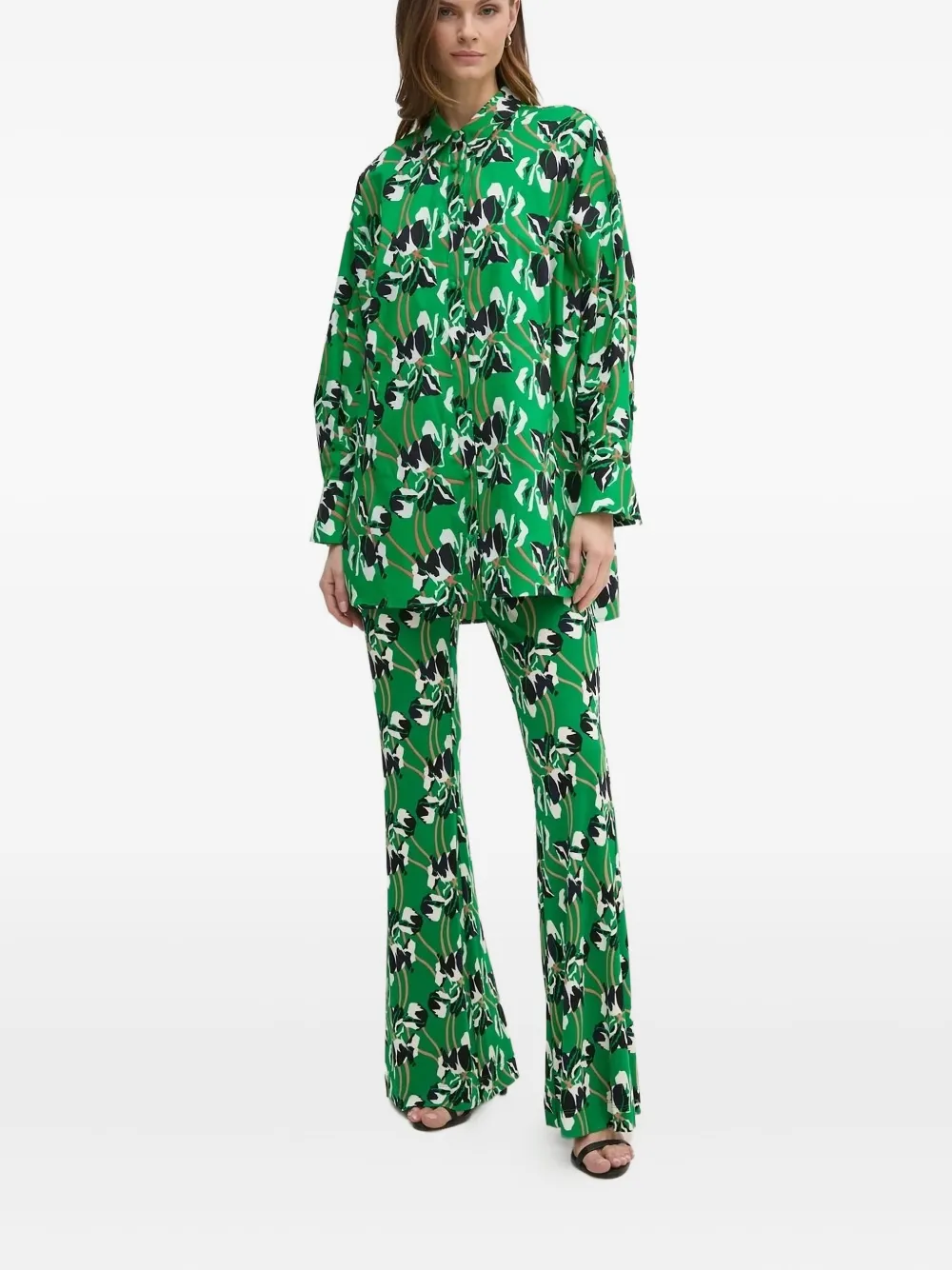 DVF Diane von Furstenberg graphic-print pants Groen